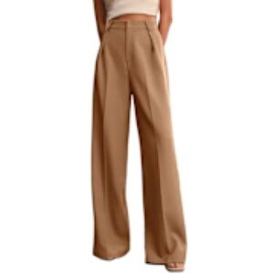 Victoria Beckham Tan Wide-Leg Pants
